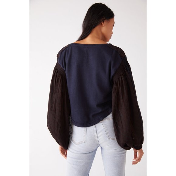 NWT Free People Light Magic Henley / Deepest Navy - Picture 4 of 5